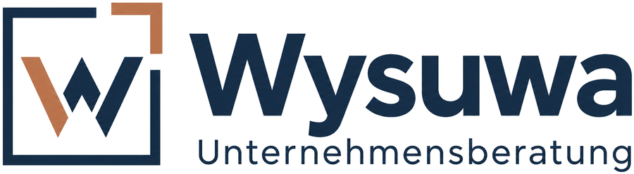 Logo der Wysuwa Unternehmensberatung: ein Quadrat mit offener kupferner Ecke, darin ein W